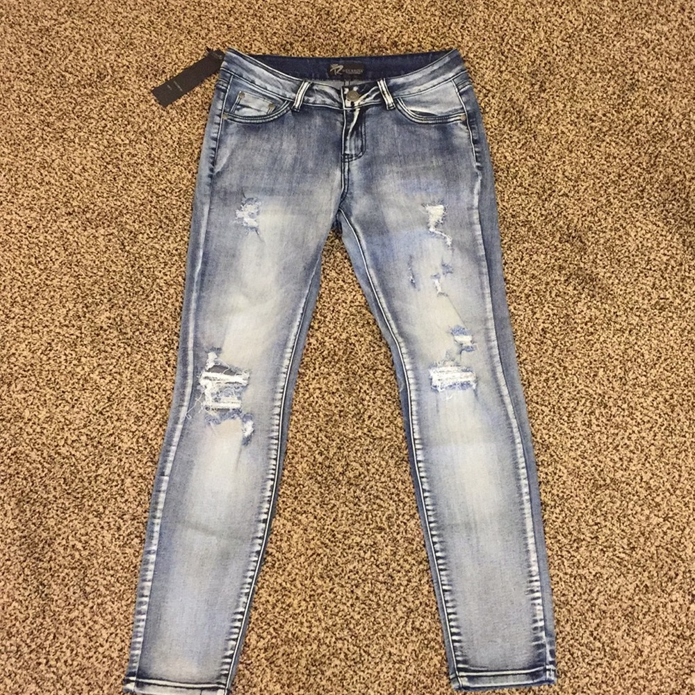 Dark wash faded denim pants